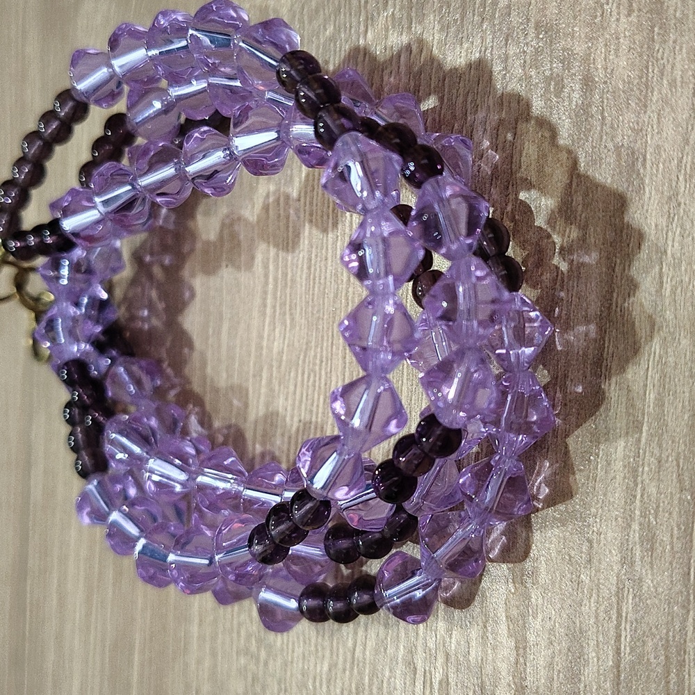 Purple Double Strand Beaded Ladies Necklace,   Handmade Ladies Beaded Necklace - Picture 5 of 5